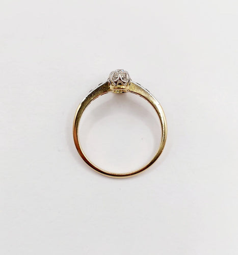 54 Bague marquise antique en or 18K, platine et diamants 58 Facettes A07637