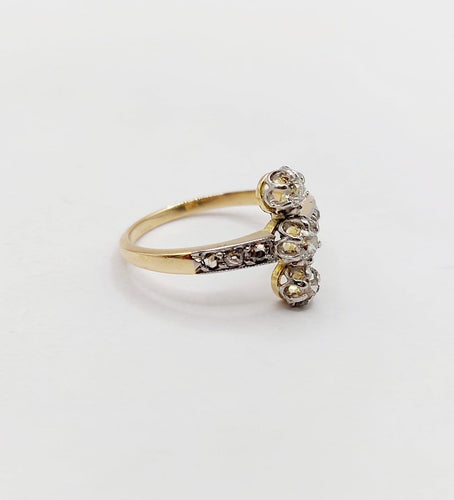 54 Bague marquise antique en or 18K, platine et diamants 58 Facettes A07637