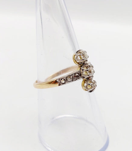 54 Bague marquise antique en or 18K, platine et diamants 58 Facettes A07637