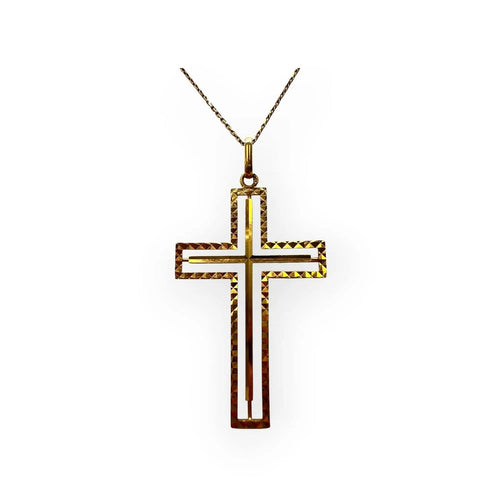 Pendentif croix ajourée en or jaune 750 58 Facettes 330100022