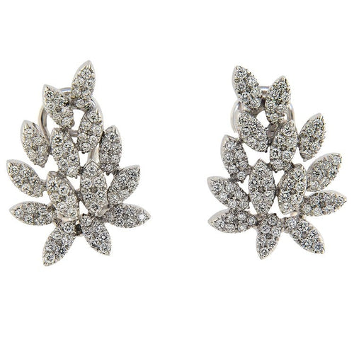 Boucles d'oreilles feuille en or blanc et diamants 1 ct 58 Facettes G3992