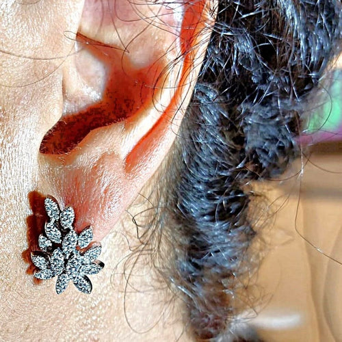 Boucles d'oreilles feuille en or blanc et diamants 1 ct 58 Facettes G3992