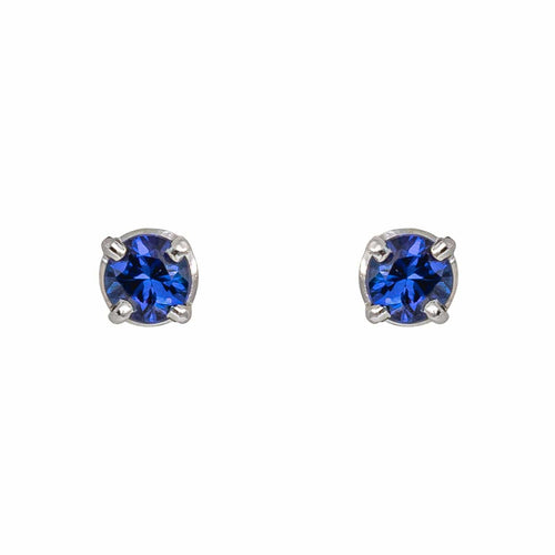 Boucles d'oreilles puces en or blanc et saphirs 58 Facettes 5284021CN