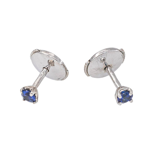 Boucles d'oreilles puces en or blanc et saphirs 58 Facettes 5284021CN