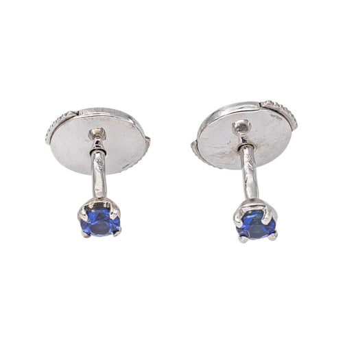 Boucles d'oreilles puces en or blanc et saphirs 58 Facettes 5284021CN