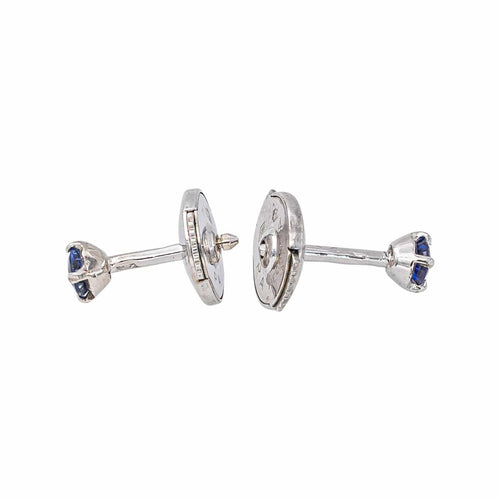 Boucles d'oreilles puces en or blanc et saphirs 58 Facettes 5284021CN