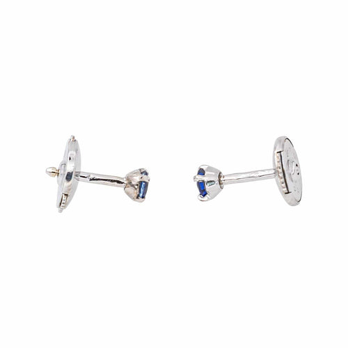 Boucles d'oreilles puces en or blanc et saphirs 58 Facettes 5284021CN