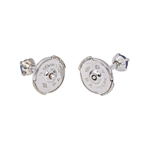 Boucles d'oreilles puces en or blanc et saphirs 58 Facettes 5284021CN