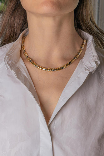 Collier géométrique en or jaune et or blanc 58 Facettes 5568995CN
