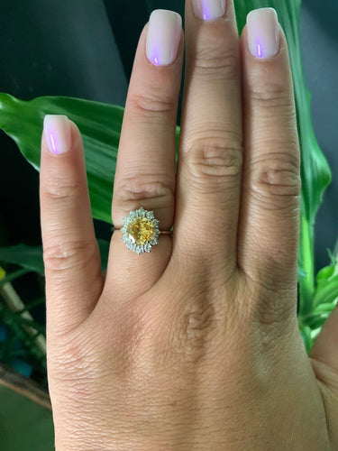53 Bague statement en or blanc 18k et diamant orange 58 Facettes BA 520