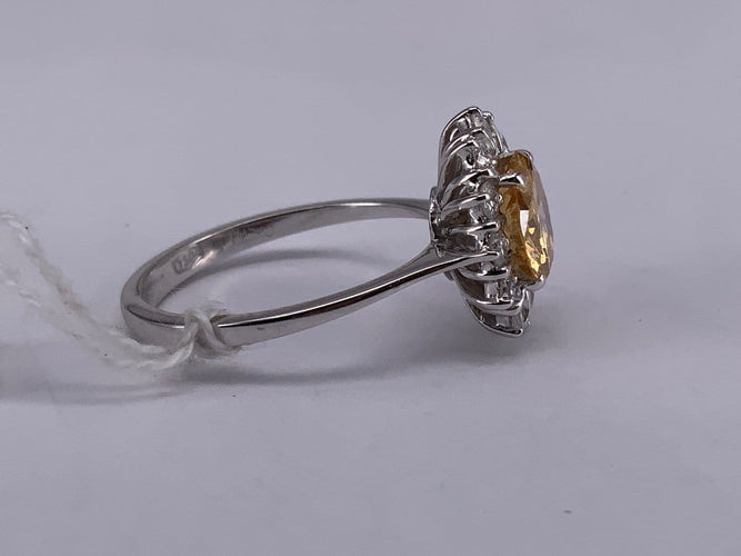 53 Bague statement en or blanc 18k et diamant orange 58 Facettes BA 520
