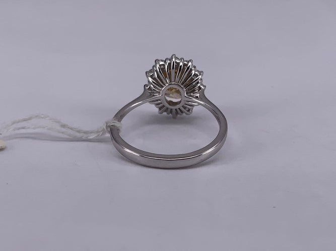 53 Bague statement en or blanc 18k et diamant orange 58 Facettes BA 520