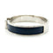 Bracelet Hermès Clic H - Bracelet en métal argenté et émail bleu marine 58 Facettes bzpi966ti4