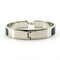 Bracelet Hermès Clic H - Bracelet en métal argenté et émail bleu marine 58 Facettes bzpi966ti4