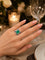 57 Eternal Green - Bague Art déco en platine, émeraude, saphirs et diamants 58 Facettes 50488