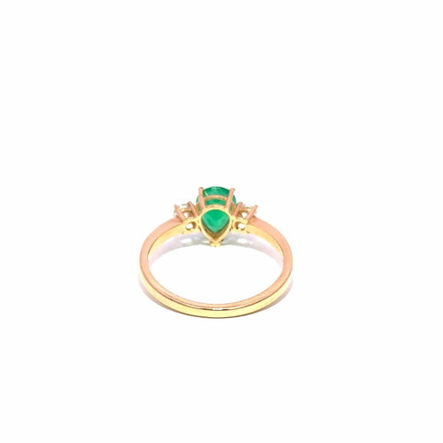 55 Green Empire - Bague en or jaune, émeraude de Colombie et diamants 58 Facettes 50489