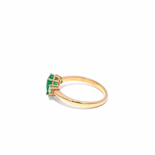 55 Green Empire - Bague en or jaune, émeraude de Colombie et diamants 58 Facettes 50489