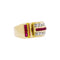 54 Tank - Bague en or jaune et blanc, rubis synthétiques et diamants 58 Facettes 35918