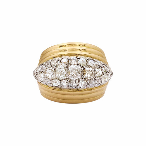 48 Bague vintage boule en or rose, platine et diamants 58 Facettes 35809