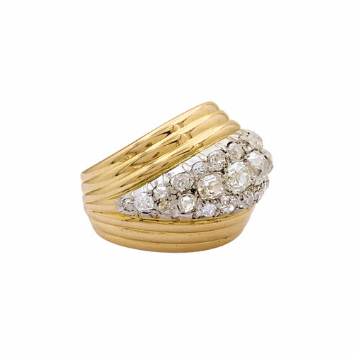 48 Bague vintage boule en or rose, platine et diamants 58 Facettes 35809