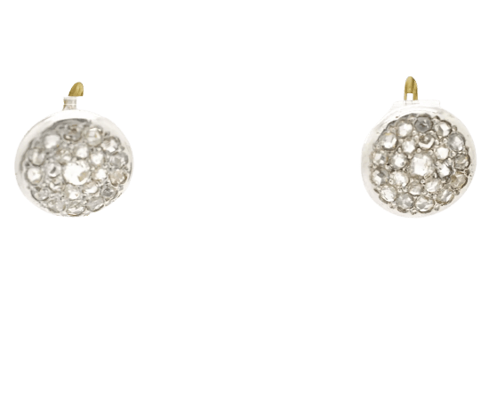 Boucles d'oreilles vintage en or jaune, argent et diamants 58 Facettes 9065