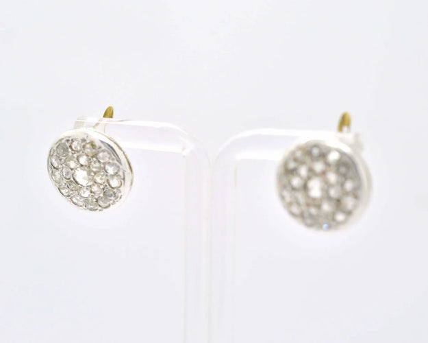 Boucles d'oreilles vintage en or jaune, argent et diamants 58 Facettes 9065