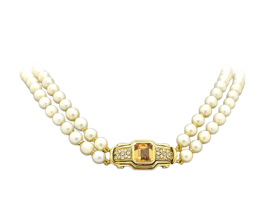 Damiani - Collier en or 18 kt, perles Akoya et diamants 58 Facettes 9219