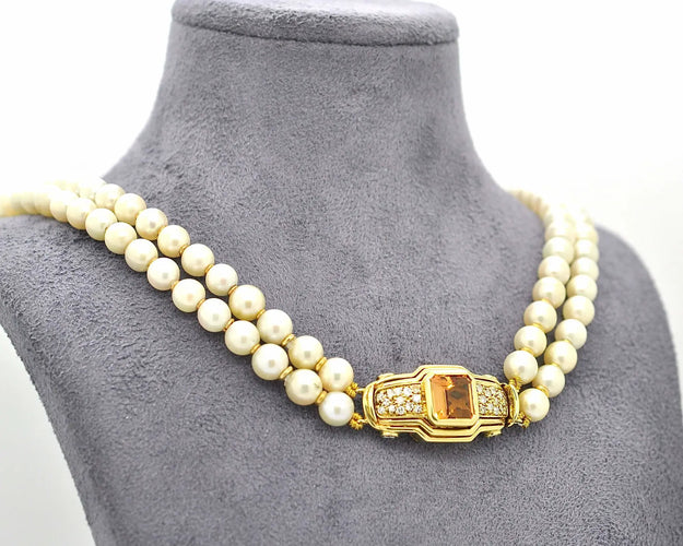 Damiani - Collier en or 18 kt, perles Akoya et diamants 58 Facettes 9219
