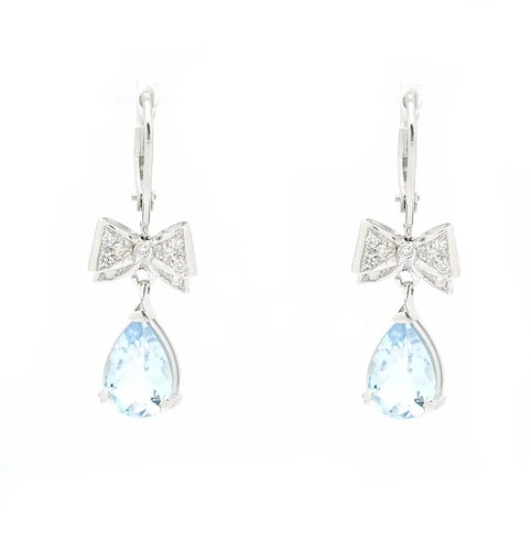 Boucles d'oreilles en or blanc, aigues-marines 2,58 ct et diamants 58 Facettes 9230