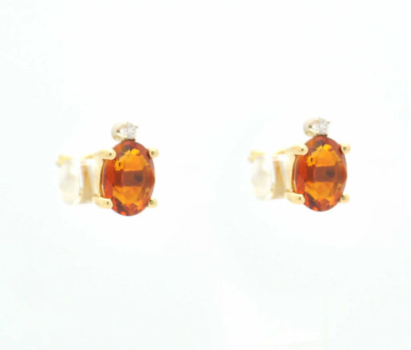 Boucles d'oreilles en or jaune, quartz citrins et diamants 58 Facettes 9320