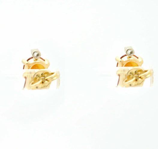 Boucles d'oreilles en or jaune, quartz citrins et diamants 58 Facettes 9320