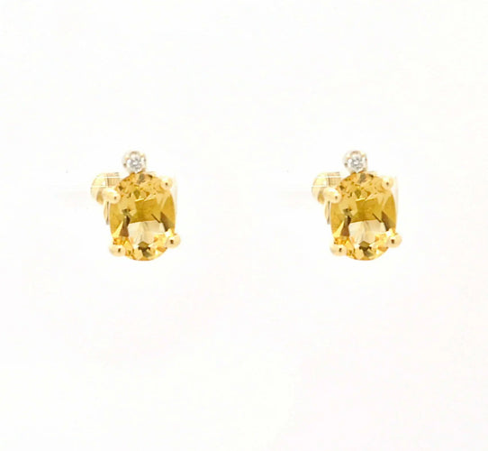 Boucles d'oreilles en or jaune 18 ct, quartz et diamants 58 Facettes 9350