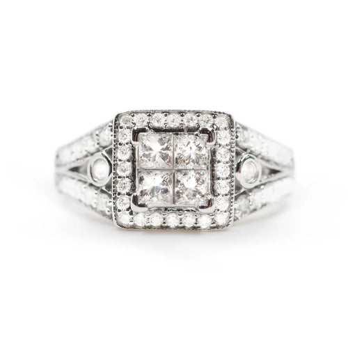 54 Bague en or blanc 14 ct avec diamants 58 Facettes 18335