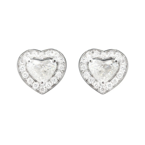 Boucles d'oreilles cœur en or blanc et diamants 58 Facettes 18661