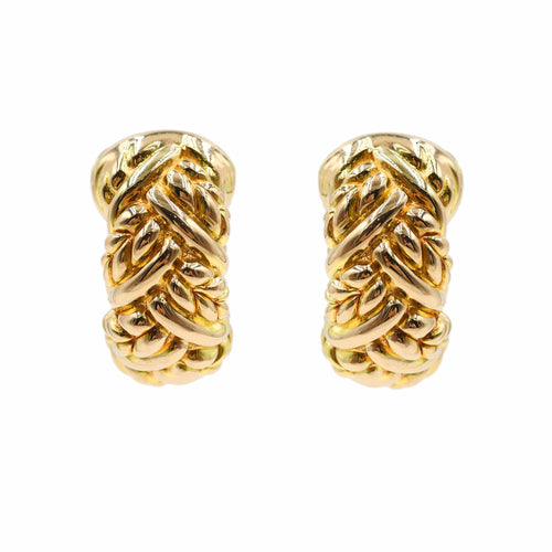 Chimento - Boucles d'oreilles créoles tressées en or jaune 58 Facettes 19860