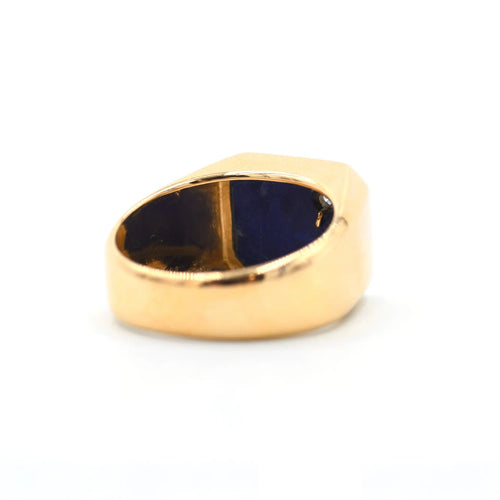 61 Bague en or jaune 585 avec émail bleu et diamant 58 Facettes 21453
