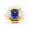 55 Bague en or jaune avec tanzanite 2,77 ct et diamants 58 Facettes 22444