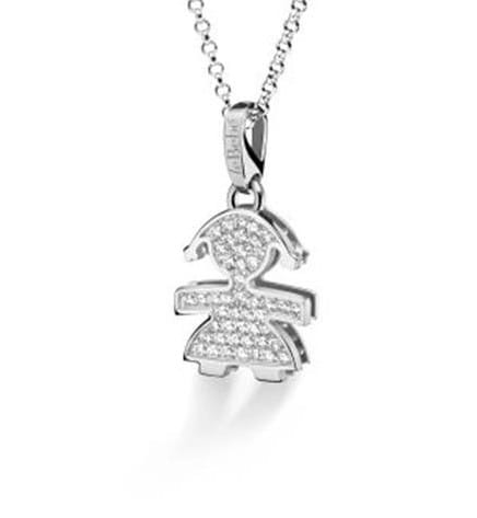 Le Bebè - Pendentif bimba en or blanc et diamants 58 Facettes 22890