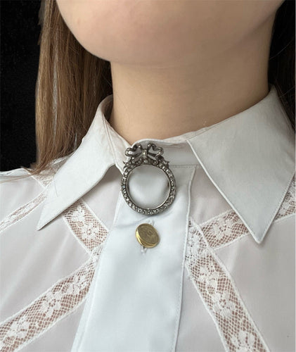 Broche Spilla vittoriana en or rose et argent, vers 1830, diamants 58 Facettes