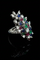 Bague 56 I colori della vita - Bague en platine avec diamants, émeraudes, rubis et saphirs 58 Facettes