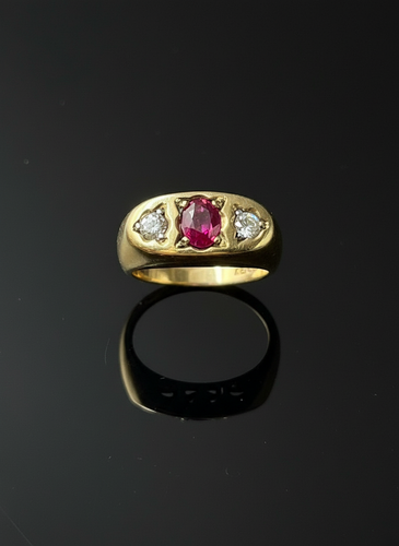 Bague 64 Bague pont vintage - Rubis et diamants en or jaune 18K 58 Facettes