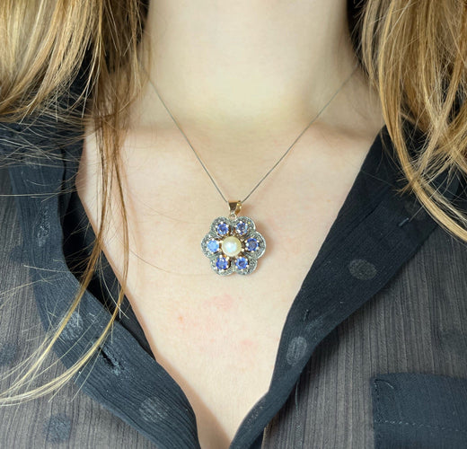 Pendentif Roberto Borghesi - Pendentif zaffirs, perle et diamants 58 Facettes