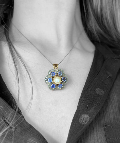 Pendentif Roberto Borghesi - Pendentif zaffirs, perle et diamants 58 Facettes
