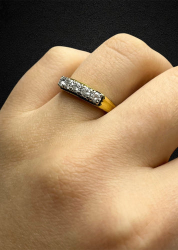 Bague 60 Bague rivière années 1930 en or jaune 18k et diamants 58 Facettes