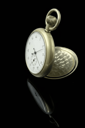 Julius Haffner - Chronomètre de poche monopoussoir en acier 58 Facettes