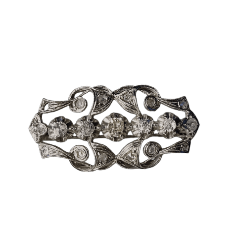 Pendentif Spilla novecentesca en or blanc 18 carats diamants 58 Facettes