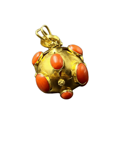 Pendentif Mina - Pendentif en or jaune et corail 58 Facettes