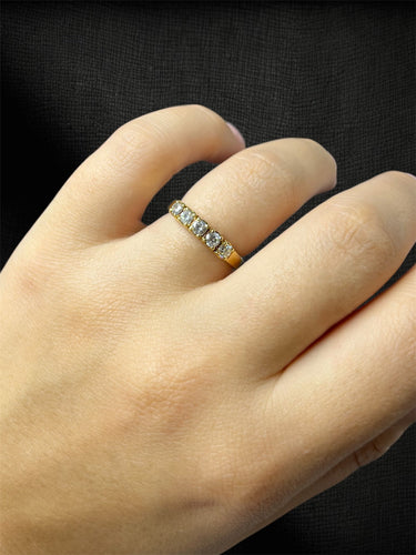 Bague 55 Bague rivière vintage en or jaune 18K et diamants 58 Facettes