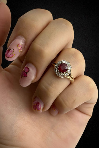 Bague Anello austro-ungarico en or rose avec rubis et diamants 58 Facettes