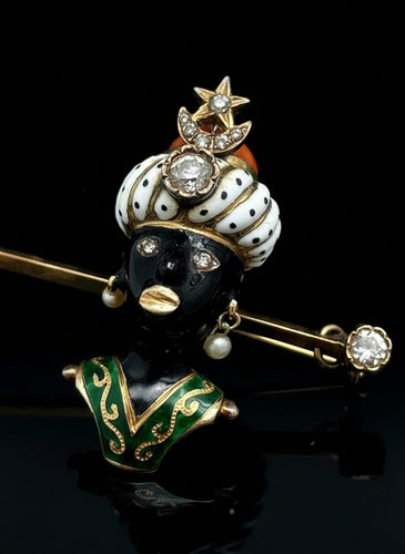 Broche Agostino Gigante - Spilla Moretto en or et émail polychrome 58 Facettes
